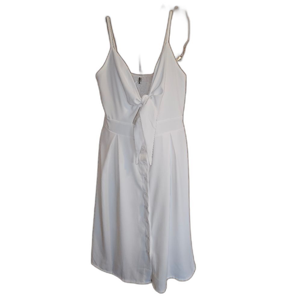 Ecowish White Cut Out Midi Dress Large Summer Resort Coastal‎ Bridal Shower